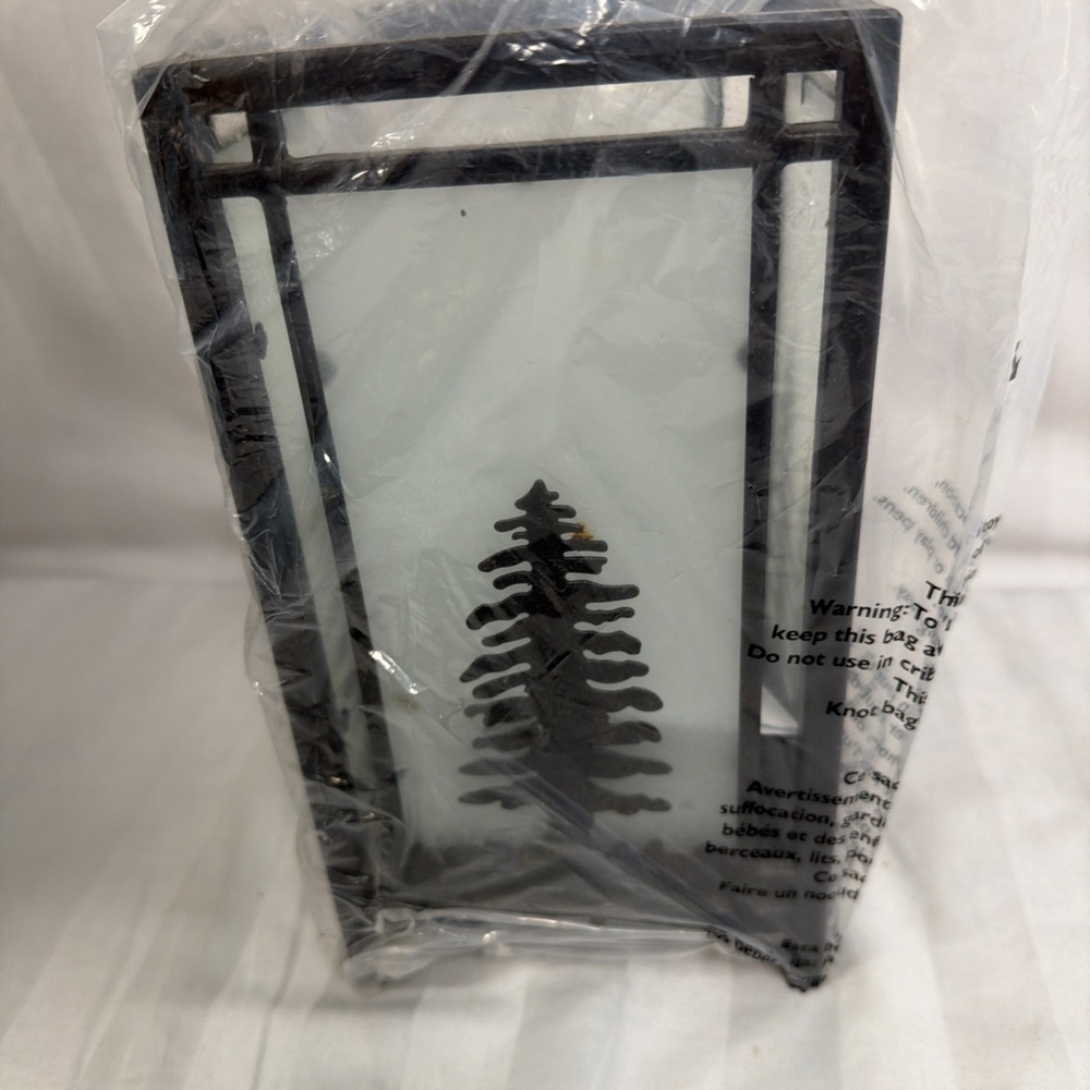 PartyLite Rustic Moose Pine Tree Metal Glass Candle Holder, Freestanding P8621 - Picture 3 of 7